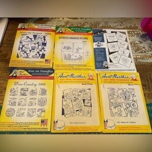 Set of 6 Aunt Martha's Hot Iron Transfers Brand New!